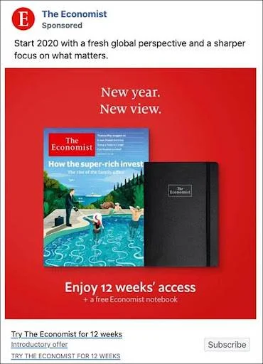 Best Facebook Ads To Copy 1 The Economist | Tulumi Digital Marketing